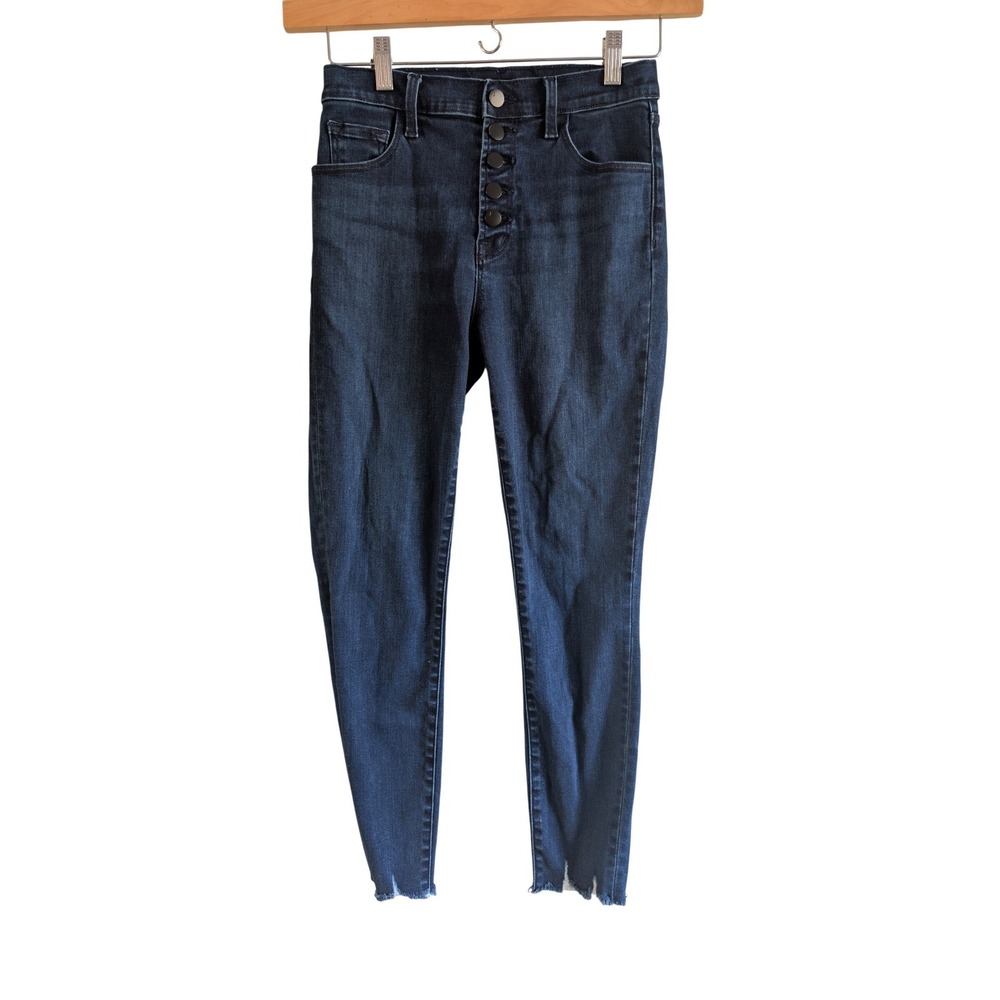 J Brand Lillie High Rise Crop Skinny Jeans Dark Wash Button Fly Women Size 26